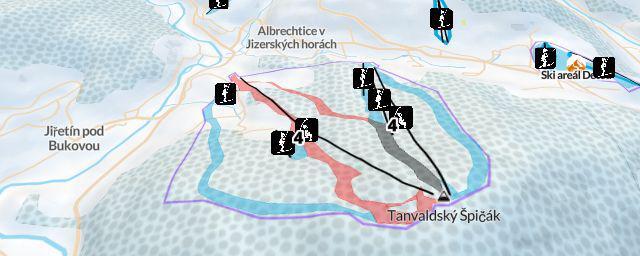 Piste map of the resort Tanvaldský Špičák