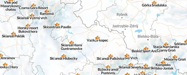 Piste map of the region Moravskoslezský