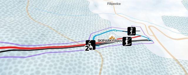 Piste map of the resort Skipark Filipovice