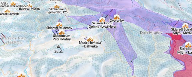 Piste map of the resort Skiareál Horní Domky - Lysá Hora