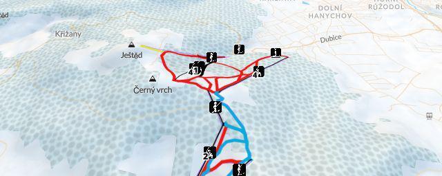 Piste map of the resort Skiareál Ještěd