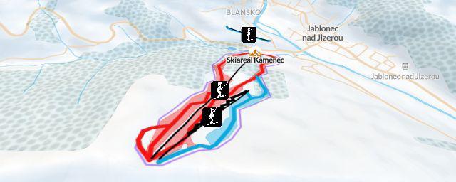 Piste map of the resort Skiareál Kamenec