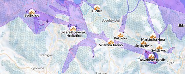 Piste map of the resort Skiarena Jizerky