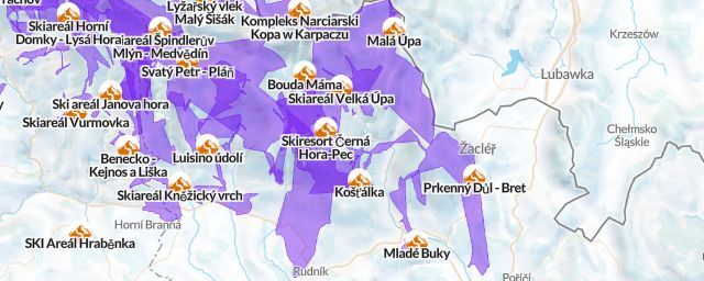 Piste map of the resort Skiresort Černá Hora-Pec