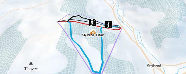 Piste map of the resort Stříbrná - Lišák