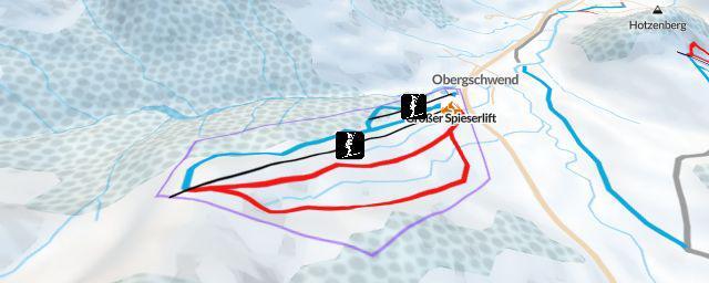 Piste map of the resort Spieserlifte