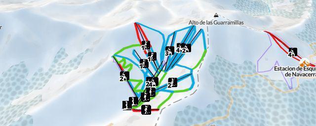 Piste map of the resort Estación de esquí de Valdesquí