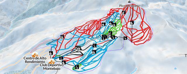 Piste map of the resort Estación de Esquí y Montaña de Sierra Nevada