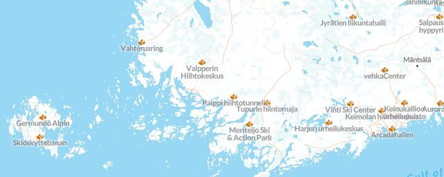 Piste map of the region Finland Proper