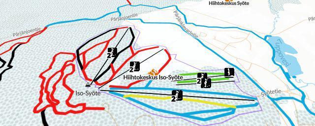 Piste map of the resort Hiihtokeskus Iso-Syöte