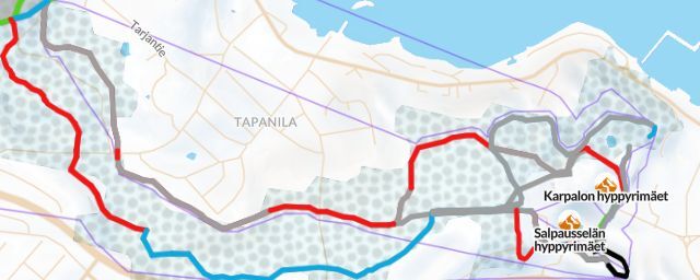 Piste map of the resort Karpalon hyppyrimäet