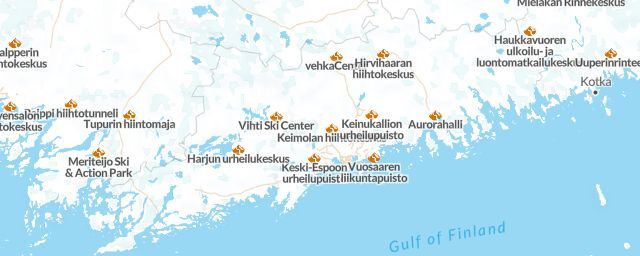 Piste map of the region Uusimaa