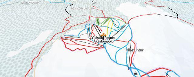 Piste map of the resort Ylläs Ski Resort, Äkäslompolo