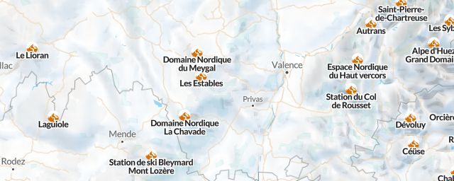 Piste map of the region Ardèche
