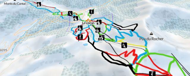 Piste map of the resort Le Lioran