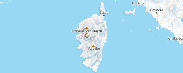 Piste map of the region Corsica