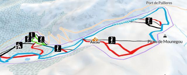 Piste map of the resort Ascou