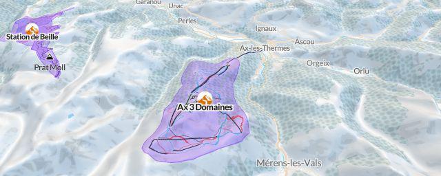Piste map of the resort Ax 3 Domaines