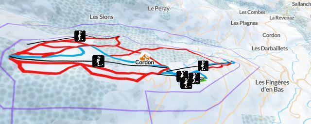 Piste map of the resort Cordon