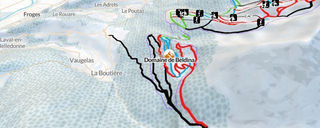 Piste map of the resort Domaine de Beldina