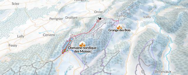 Piste map of the resort Domaine nordique des Moises