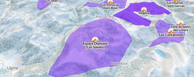 Piste map of the resort Espace Diamant (Les Saisies)