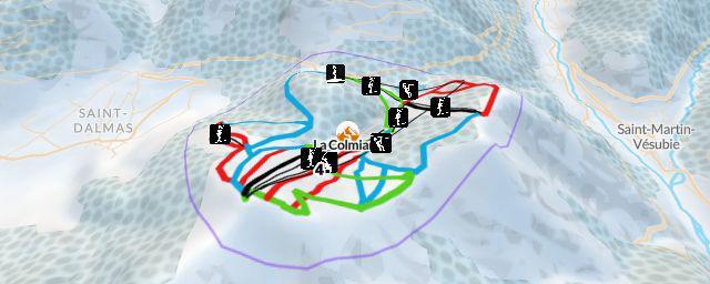 Piste map of the resort La Colmiane