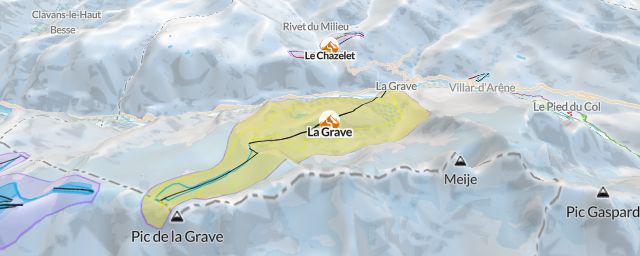 Piste map of the resort La Grave