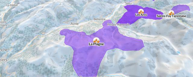 Piste map of the resort La Plagne