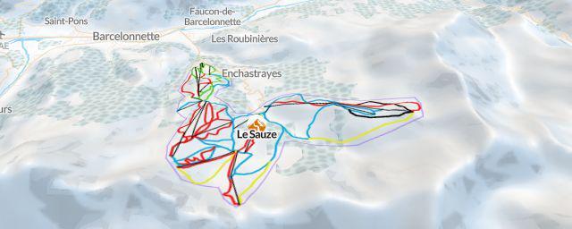 Piste map of the resort Le Sauze