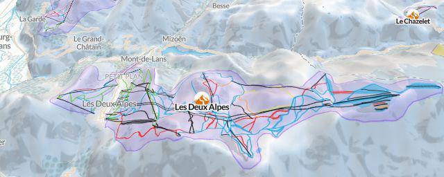 Piste map of the resort Les Deux Alpes