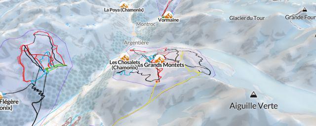 Piste map of the resort Les Grands Montets