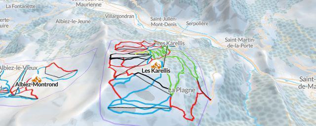 Piste map of the resort Les Karellis
