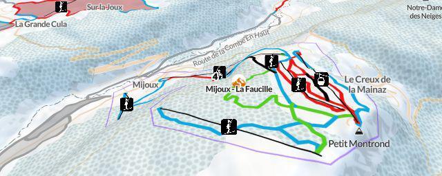 Piste map of the resort Mijoux - La Faucille