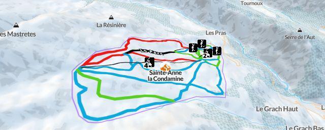 Piste map of the resort Sainte-Anne la Condamine