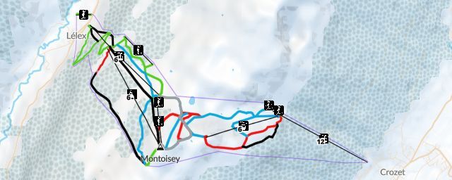 Piste map of the resort Station Monts Jura (Site de Lélex)