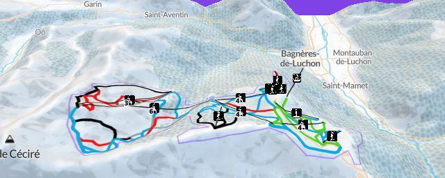 Piste map of the resort Superbagnères