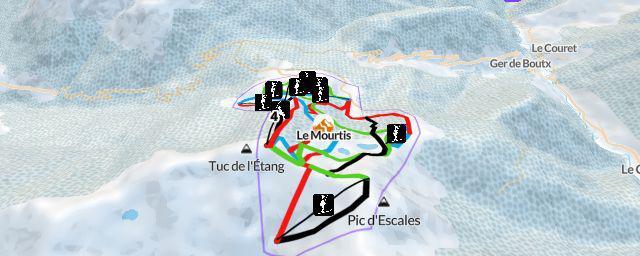 Piste map of the resort Le Mourtis