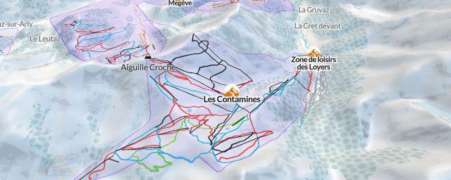 Piste map of the resort Les Contamines