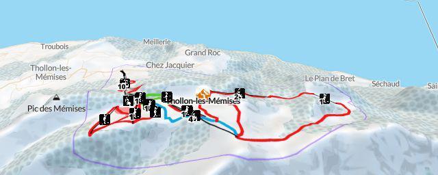 Piste map of the resort Thollon-les-Mémises