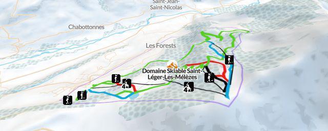 Piste map of the resort Domaine Skiable Saint-Léger-Les-Mélèzes