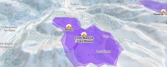 Piste map of the resort Forêt Blanche : Vars/Risoul