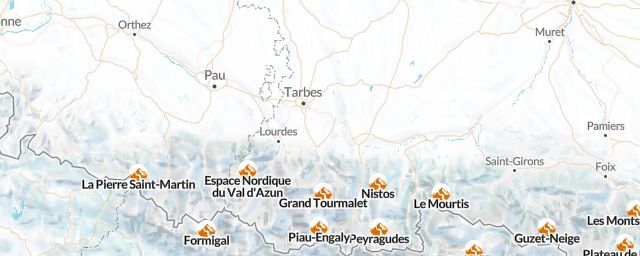 Piste map of the region Hautes-Pyrénées