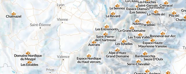 Piste map of the region Isère