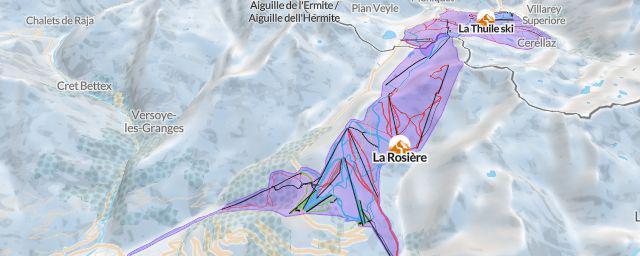 Piste map of the resort La Rosière