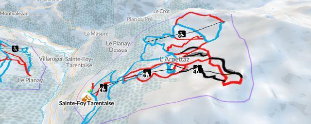 Piste map of the resort Sainte-Foy Tarentaise