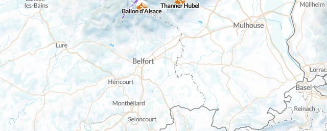 Piste map of the region Territoire de Belfort