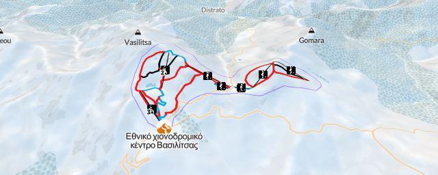 Piste map of the resort Εθνικό χιονοδρομικό κέντρο Βασιλίτσας