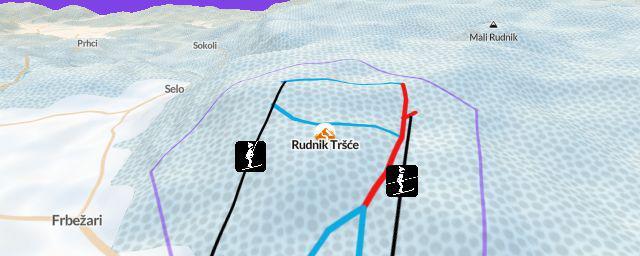 Piste map of the resort Rudnik Tršće