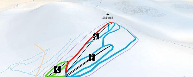 Piste map of the resort Skálafell